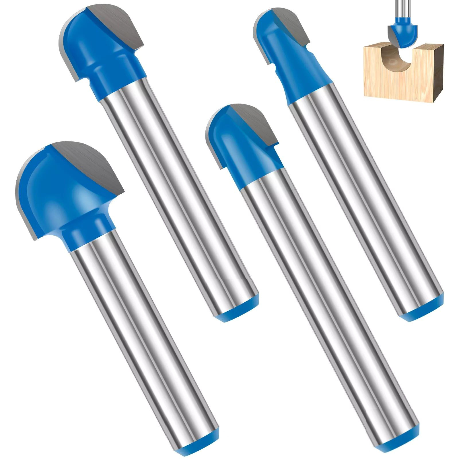 Woodworking Kickback - Set di 4 frese a punta