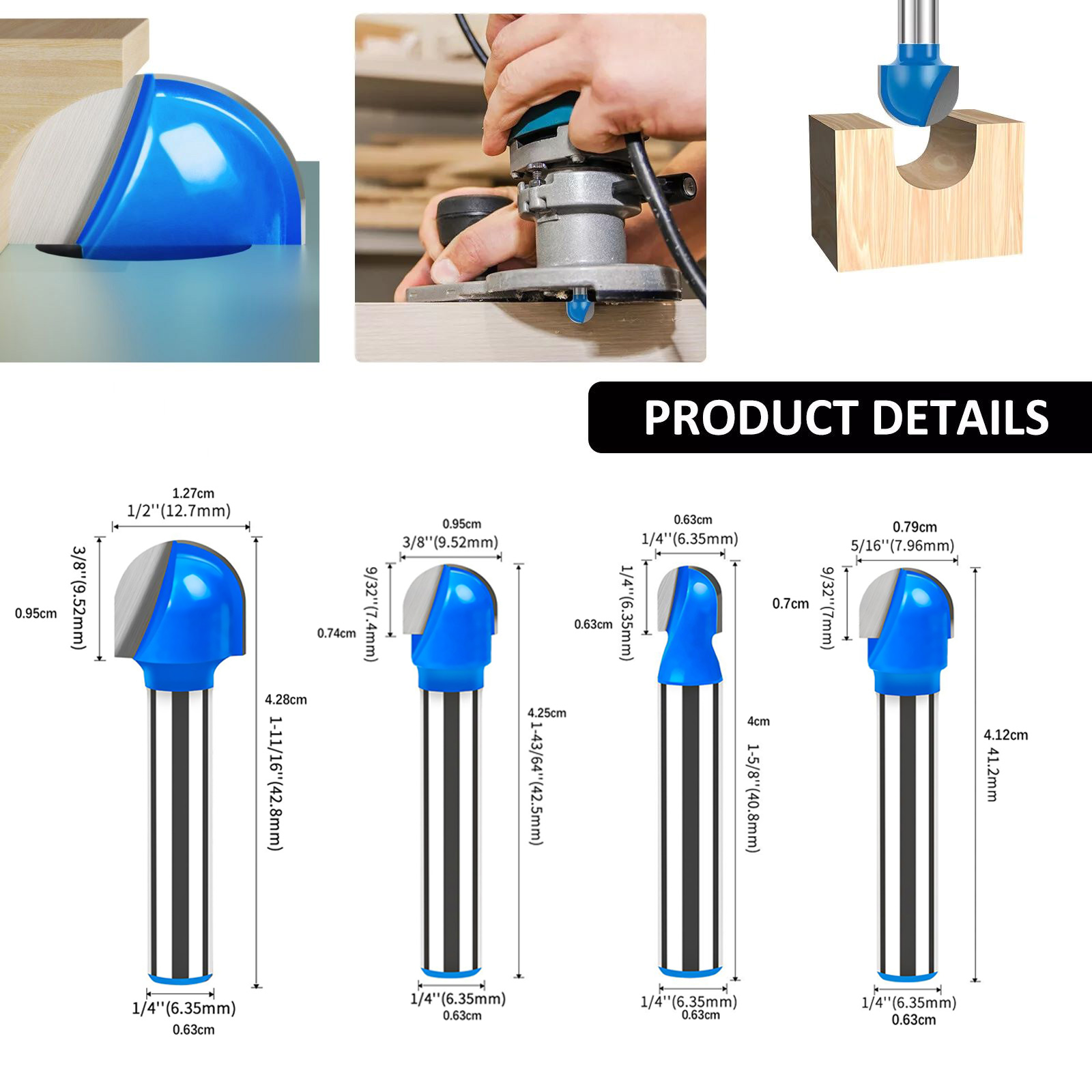 Set di 4 frese a punta tonda c - Woodworking Kickback recensione e prezzo